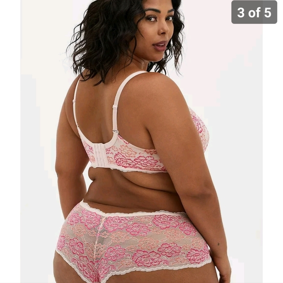 Torrid Pink Floral Lace Bandeau Balconette Bra 46DD NWT - Picture 2 of 2
